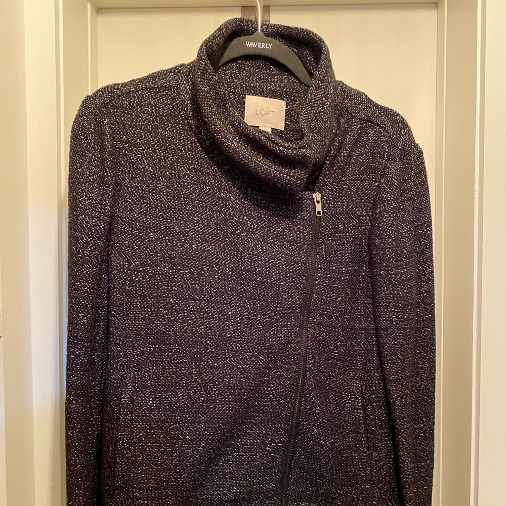 LOFT Black Zippered Casual Jacket